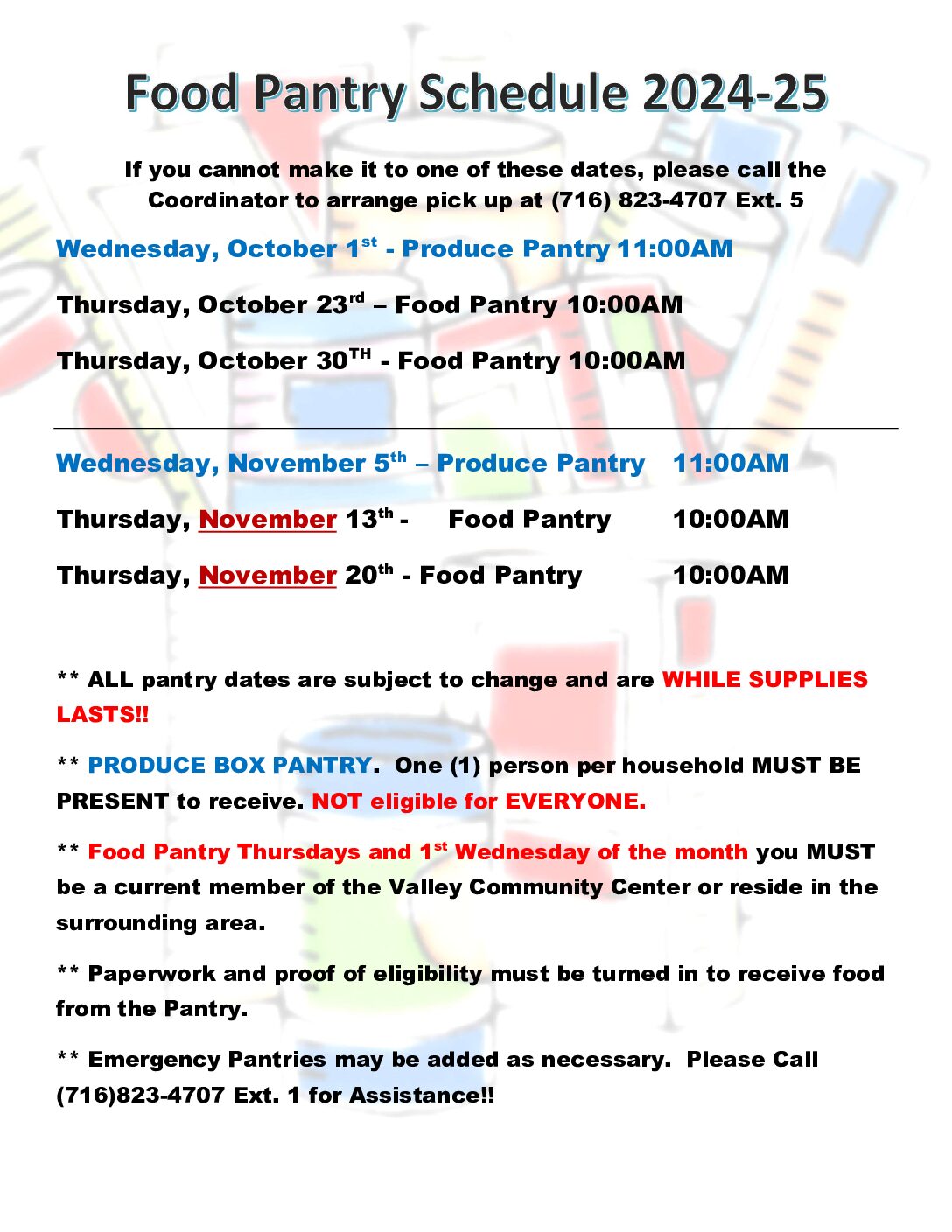 Food Pantry Schedule_Oct-Nov 2025